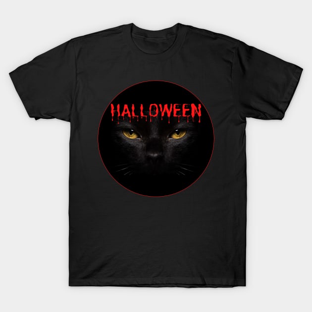 Halloween Black Witch Cat T-Shirt by Blumammal